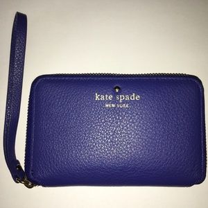 Kate Spade Blue QUENTIN Leather Wristlet/Wallet